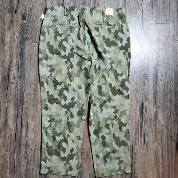 Gap Women Camouflage Straights Khaki High Rise Pants Size 16 Plus New With Tag - Picture 6 of 11